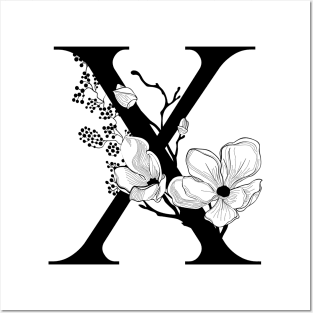 Letter X Monogram - Floral Initial Posters and Art